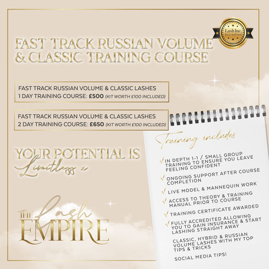 Fast Track Two Day combined Russian volume & Classic eyelash training course